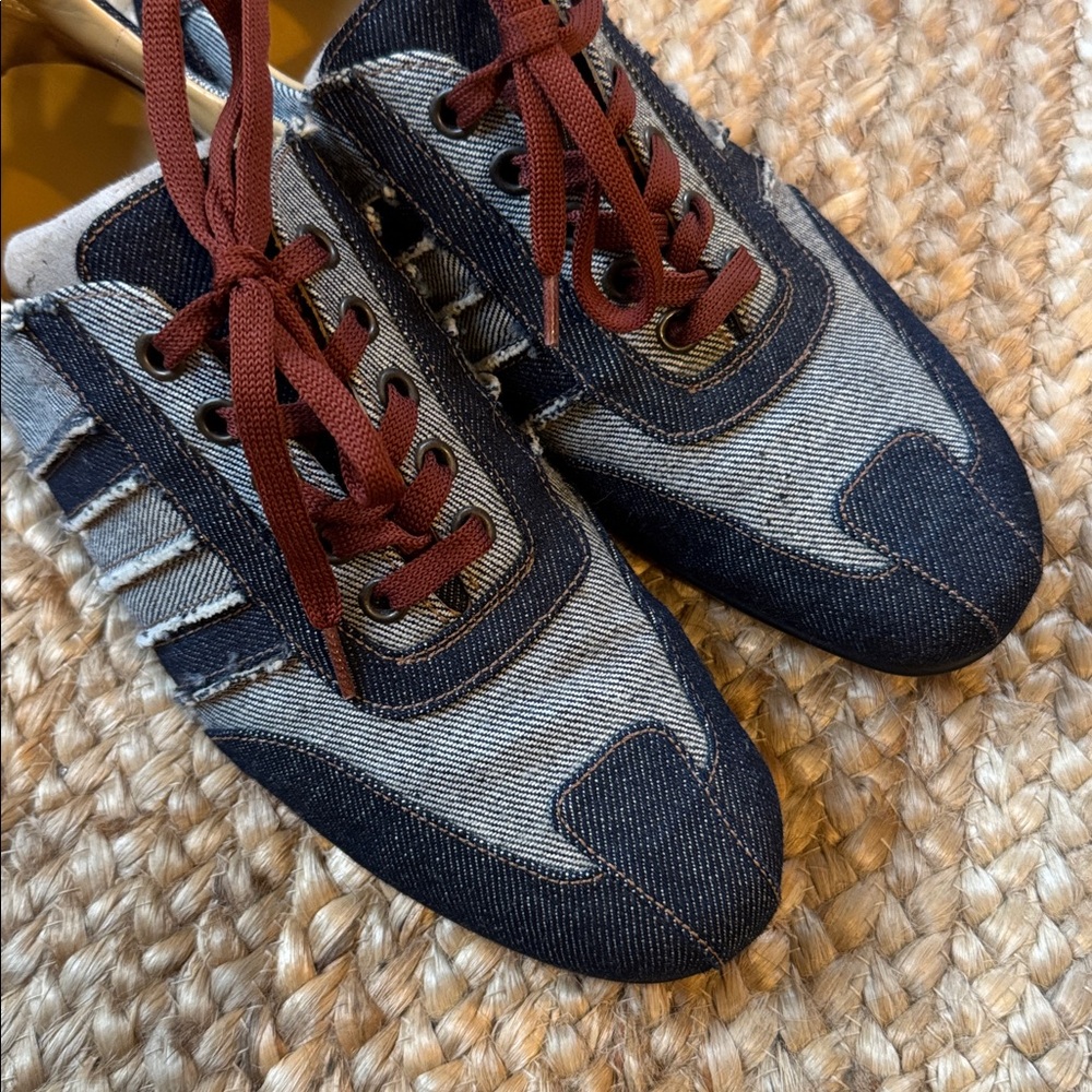 Dolce & Gabbana Denim Athletic Sneakers with Brown Laces - Picture 2 of 11